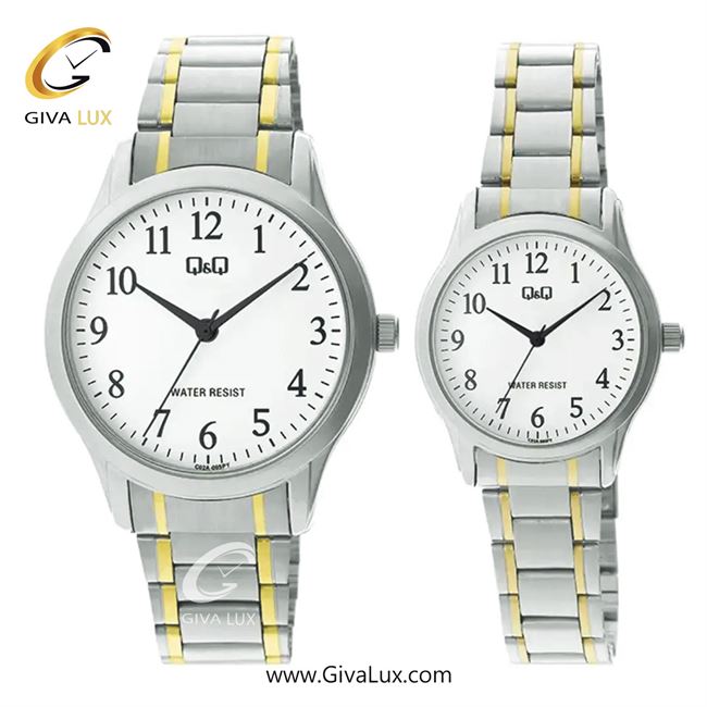 ساعت مچی اورجینال ست کیو اند کیو Q&Q نقره ای | نقره ای-طلایی| سفید| کد رفرنس مردانه: C02A-005PY، زنانه: C03A-005PY